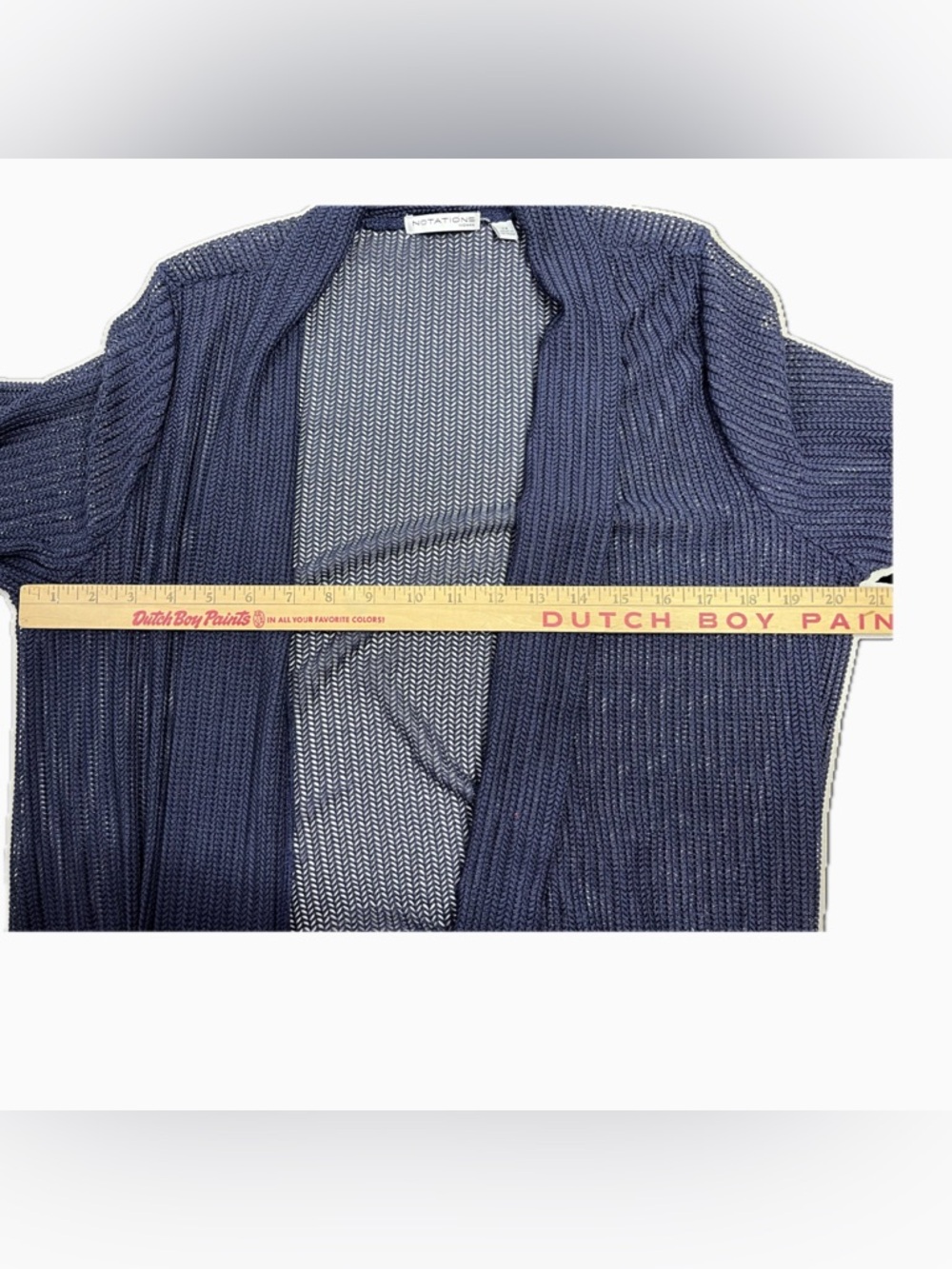 Notations Navy Open-Front Long Open Knit Cardigan - Picture 8 of 11